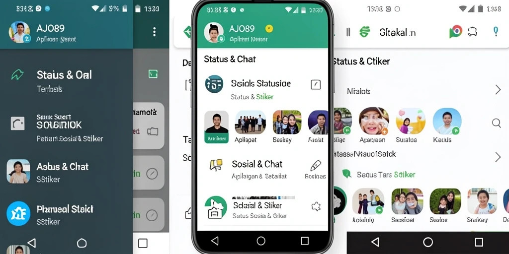Antarmuka AJO89 yang menarik dengan berbagai stiker.