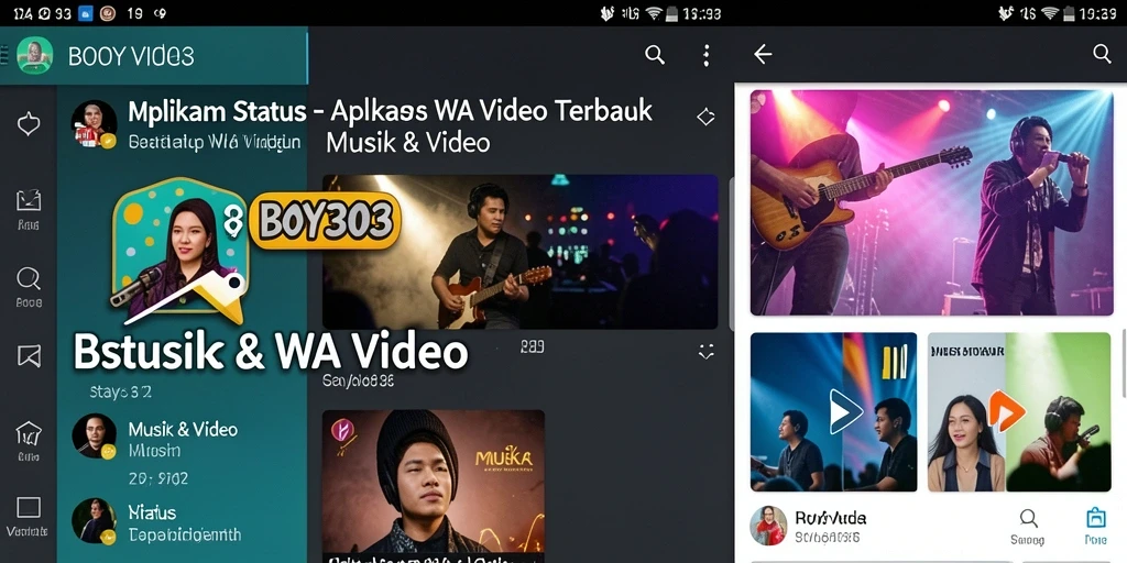 Antarmuka pengguna BOY303 untuk Status WA Video yang menarik.