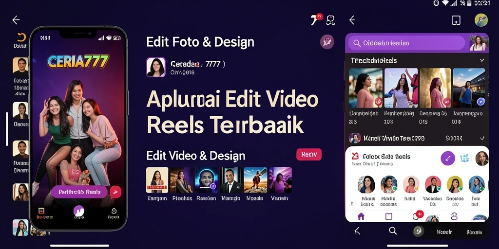 Tampilan antarmuka aplikasi CERIA777 untuk editing video reels yang ramah pengguna.