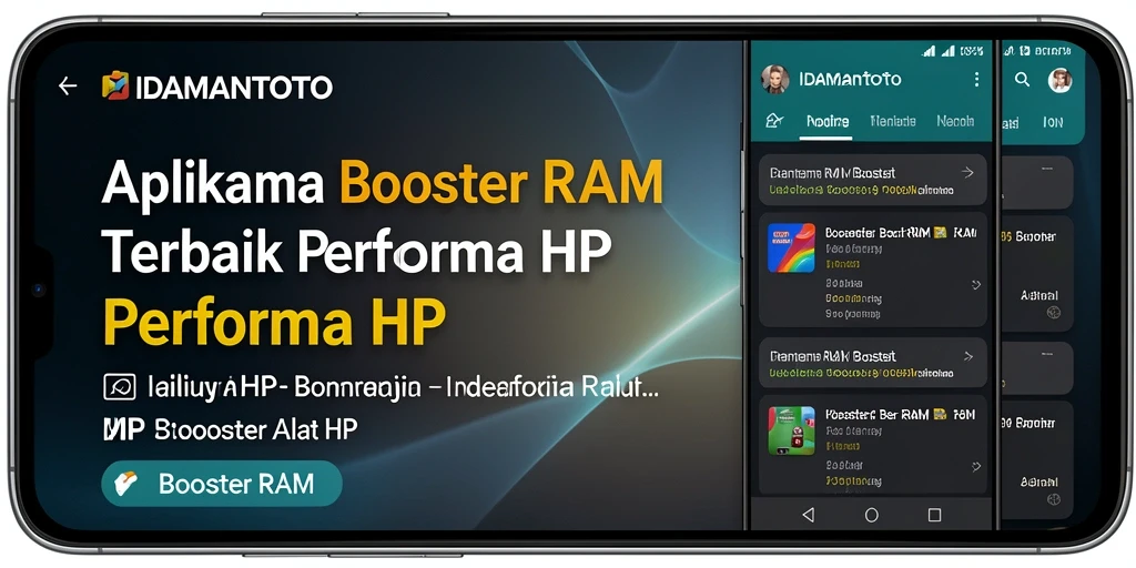 Screenshot antarmuka utama IDAMANTOTO yang menunjukkan fitur Booster RAM.