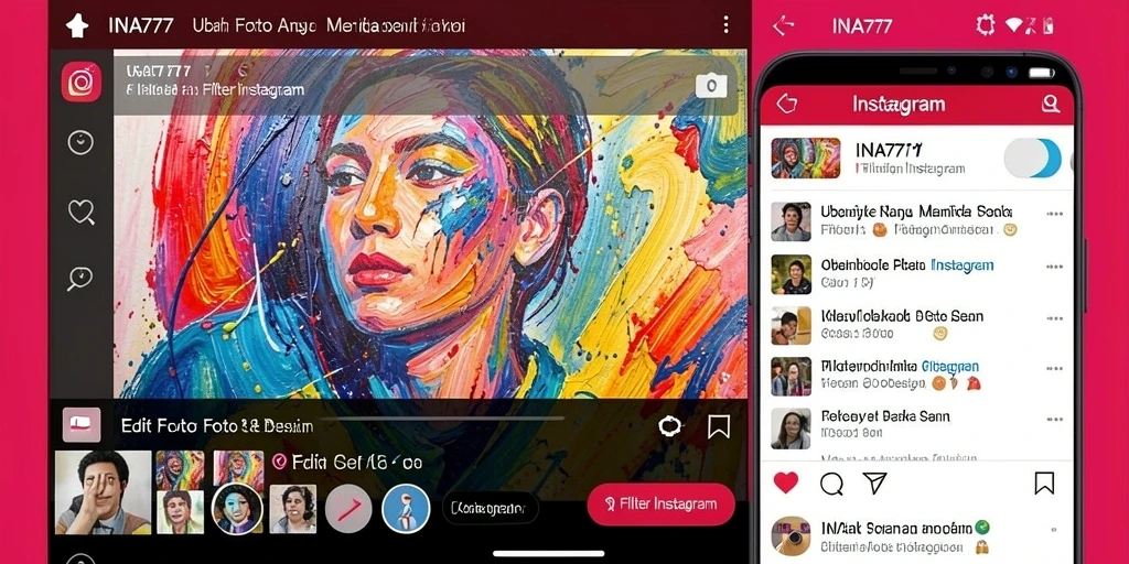 Antarmuka aplikasi INA777 dengan berbagai pilihan filter Instagram yang menarik.