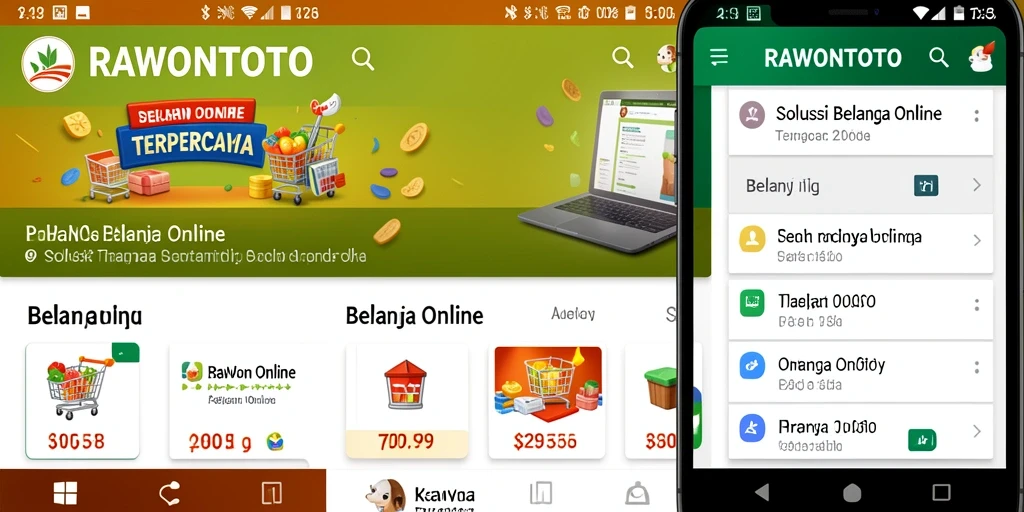 Antarmuka user-friendly aplikasi RAWONTOTO untuk Belanja Online.
